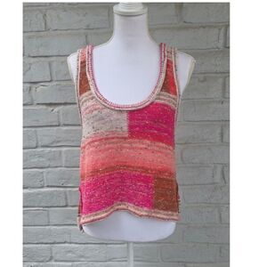 Pilcro Anthropologie Paipo Scoop Tank Pink Colorblock Sweater Knit Size M